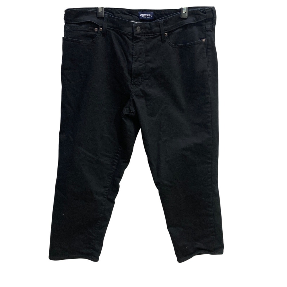 Lands End Square Rigger Mens Black Jeans Traditional Fit 40x28 Cotton Blend